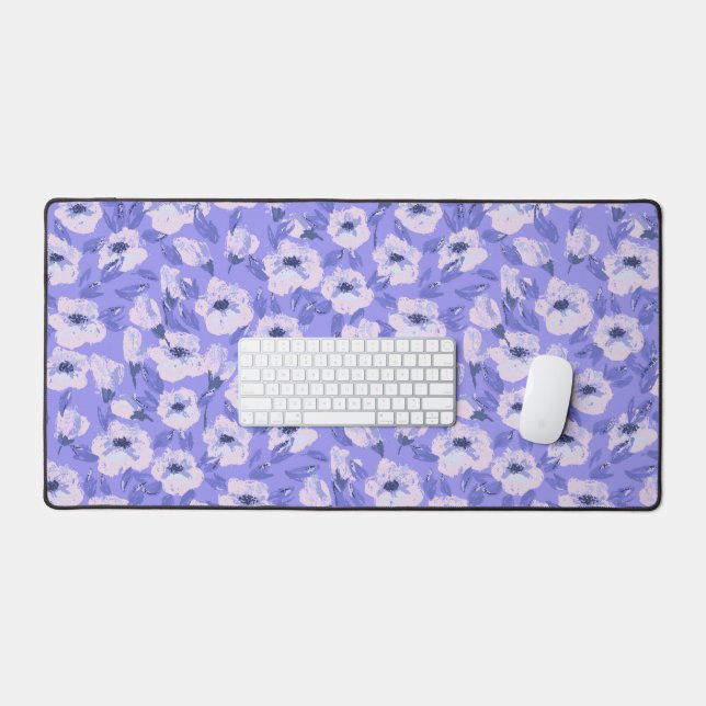 Alfrombrillas De Escritorio Mat de escritorio estético floral púrpura (Teclado y ratón)