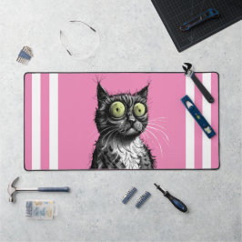 Alfrombrillas De Escritorio Mat de la mesa de gato enloquecido