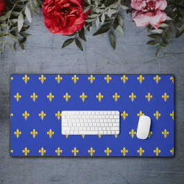 Alfrombrillas De Escritorio Mat Royal Blue Desk con oro Fleur de Lis