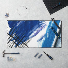 Alfrombrillas De Escritorio Material mixto acuarela azul abstracto artístico