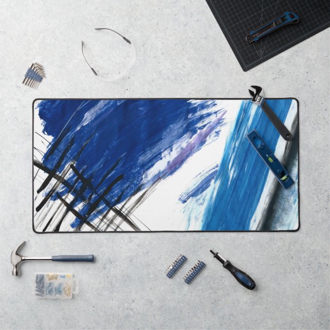 Alfrombrillas De Escritorio Material mixto acuarela azul abstracto artístico (Puesto de trabajo)