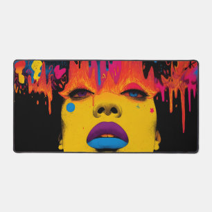 Alfrombrillas De Escritorio Melting Neon Muse – Retrato de Arte Pop Psicodélic