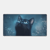 Midnight Black Cat Stargazing Night Sky