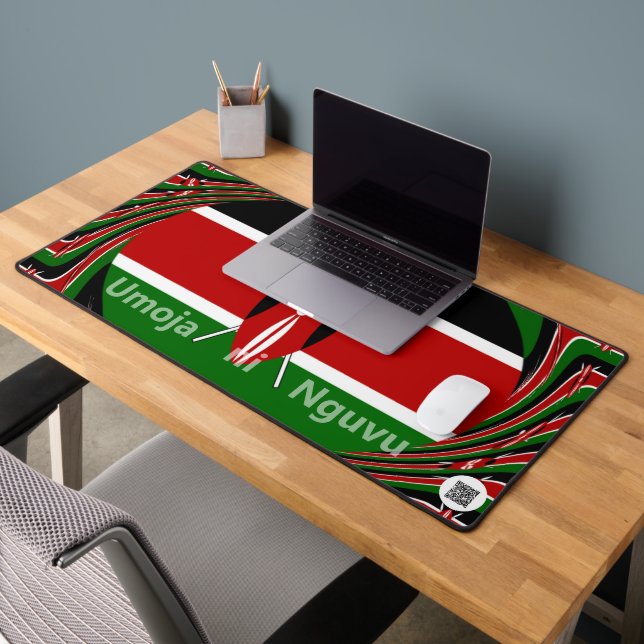 Alfrombrillas De Escritorio Minimalist Kenya Flag Umoja ni Nguvu | Asili Green (Oficina 2)