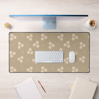 Alfrombrillas De Escritorio Minimalista Crema Floral Personalizada Daisy Neutr