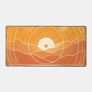 Alfrombrillas De Escritorio Minimalista Montaña Océano Atardecer Retro Zen