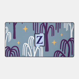 Alfrombrillas De Escritorio Mochila de mesa azul de árbol salvaje monograma