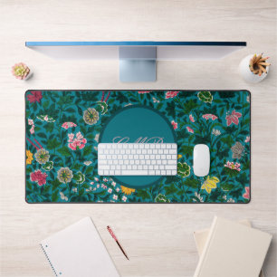 Alfrombrillas De Escritorio Mochila verde azulada de mesa floral