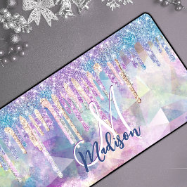 Alfrombrillas De Escritorio Moda azul aqua unicornio purpurina de goteo monogr