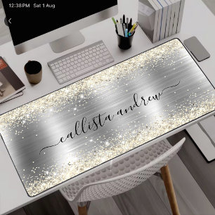 Alfrombrillas De Escritorio Moda cepillada metalizado plata oro falso purpurin