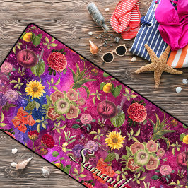 Alfrombrillas De Escritorio Moda flores moradas rosadas monograma estampado fl