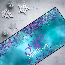 Alfrombrillas De Escritorio Moda Monograma purpurina rosa azul