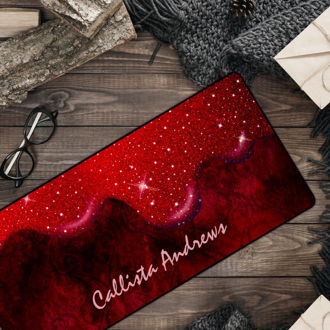 Alfrombrillas De Escritorio Moda rojo negro goteo mármol purpurina (Subido por el creador)