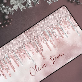 Alfrombrillas De Escritorio Moda rosa de sonrojadas purpurinas de oro goteo mo