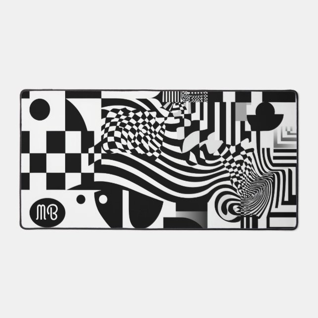 Alfrombrillas De Escritorio Modern Abstract Geometric Black White Pattern (Anverso)