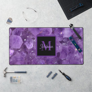 Alfrombrillas De Escritorio Modern Amethyst Birthstone Monogram Name