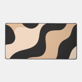 Alfrombrillas De Escritorio Modern Beige Black Wavy Abstract Desk Mat