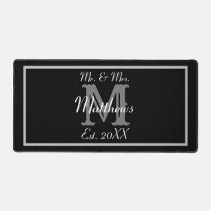 Alfrombrillas De Escritorio Modern Black Mr. y Mrs. Name Boda
