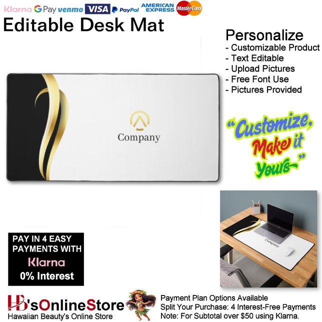 Alfrombrillas De Escritorio Modern Minimalist Gold Black White Business (Modern Minimalist Gold Black White Business Desk Mat.)