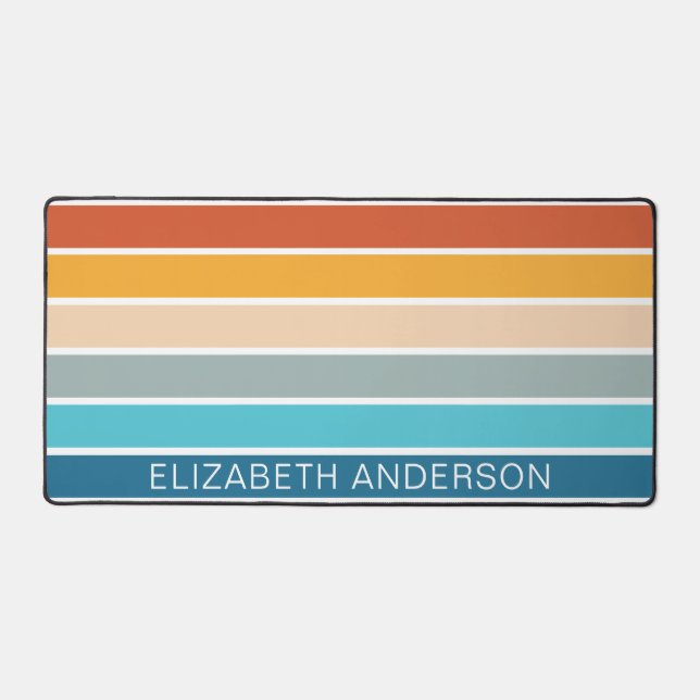 Alfrombrillas De Escritorio Modernas franjas de atardecer retro personalizadas (Anverso)