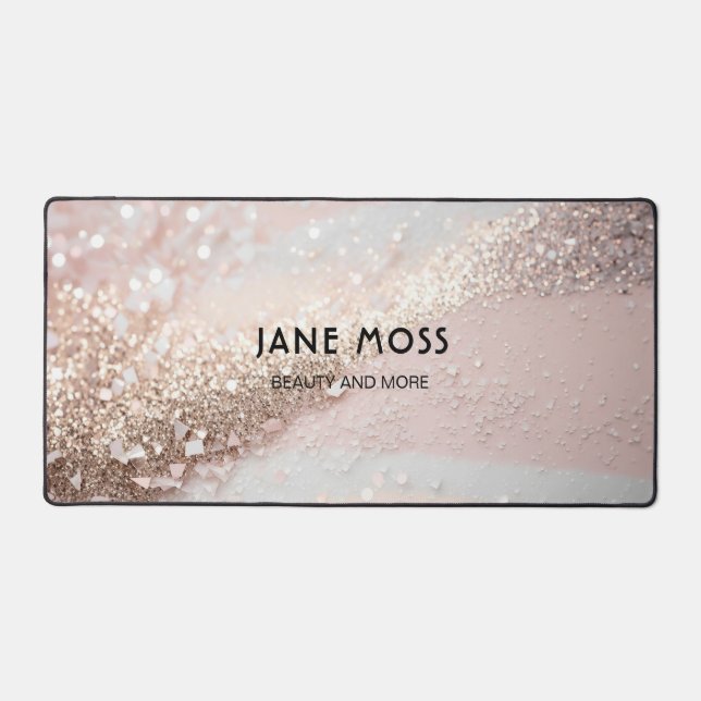 Alfrombrillas De Escritorio Moderno, Monograma, Salón, Purpurina (Imitate) (Anverso)