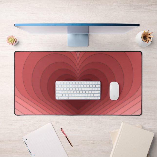 Alfrombrillas De Escritorio Moderno Retro Funky Red Pink Heart Desk Mat (Oficina 1)