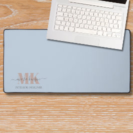 Alfrombrillas De Escritorio Modert Mocha Mousse Monogram Dusty Blue