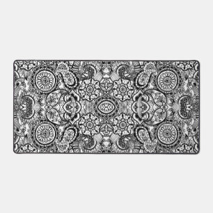 Alfrombrillas De Escritorio Mono floral paisley blanco negro lindo