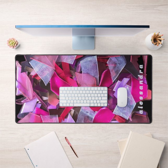 Alfrombrillas De Escritorio Monogram Abstract Pink Purple Ribbon Pieces 3D (Oficina 1)