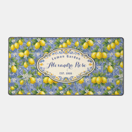 Alfrombrillas De Escritorio Monogram Name Lemon Blue French Country Tile 