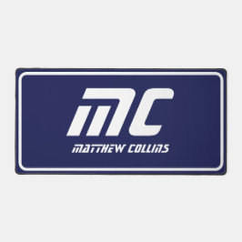 Alfrombrillas De Escritorio Monograma azul moderno Nombre mínimo limpio Simple