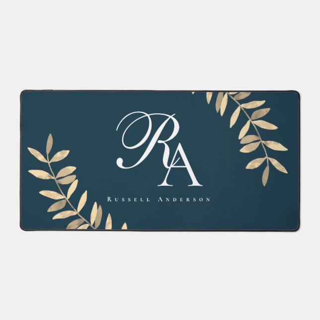 Alfrombrillas De Escritorio Monograma azul simple (Anverso)