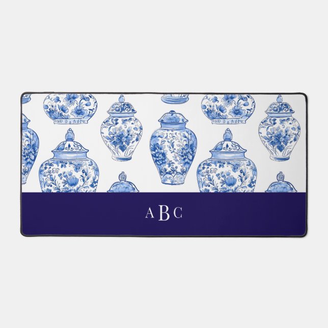 Alfrombrillas De Escritorio Monograma Chinoiserie inicial Floral China (Anverso)