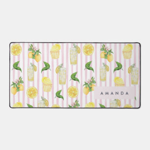 Alfrombrillas De Escritorio Monograma Color de agua personalizado Lemons Lemon