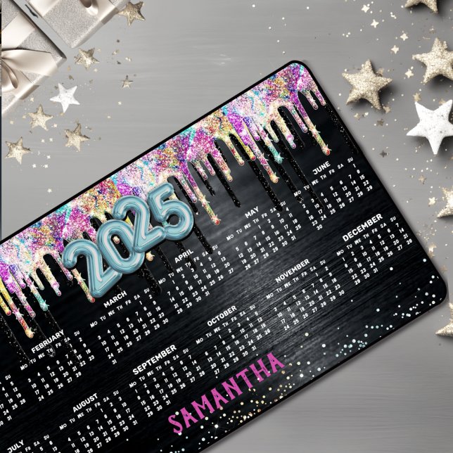 Alfrombrillas De Escritorio Monograma de cumpleaños de purpurina negro de unic (Subido por el creador)