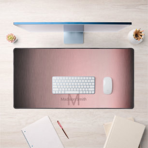 Alfrombrillas De Escritorio Monograma de diseño moderno rosa metalizado cepill