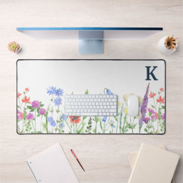 Alfrombrillas De Escritorio Monograma de flor silvestre acuarela