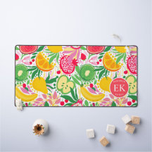 Monograma de Frutas Tropicales Patrón de Acuarela