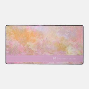 Alfrombrillas De Escritorio Monograma de letra script chic con flores pastel