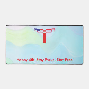 Alfrombrillas De Escritorio Monograma de letra T con bandera americana