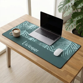 Alfrombrillas De Escritorio Monograma de nombre boho tropical hoja personaliza