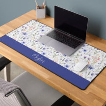 Monograma de nombre de flor silvestre acuarela azu
