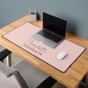 Alfrombrillas De Escritorio Monograma de nombre minimalista simple rosa rubor