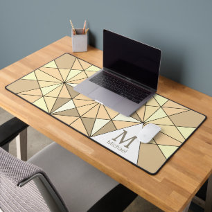 Alfrombrillas De Escritorio Monograma de patrón de triángulo de mosaico retro