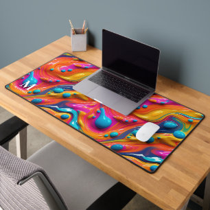 Alfrombrillas De Escritorio Monograma de pintura abstracta del arco iris moder