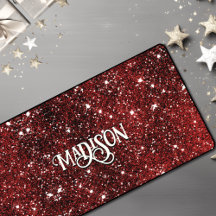 Monograma de purpurina negro rojo caprichoso de mo