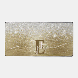 Alfrombrillas De Escritorio Monograma de Purpurina plateado Metalizado cepilla