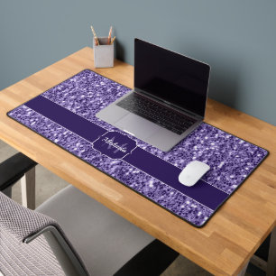 Alfrombrillas De Escritorio Monograma de purpurina violeta ultravioleta