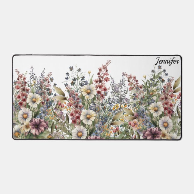 Alfrombrillas De Escritorio Monograma Elegante acuarela floral (Anverso)