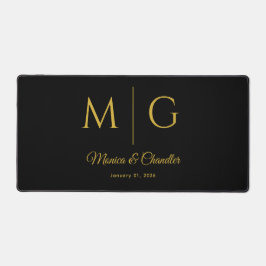 Alfrombrillas De Escritorio Monograma Elegante Con Nombre De Pareja Negro